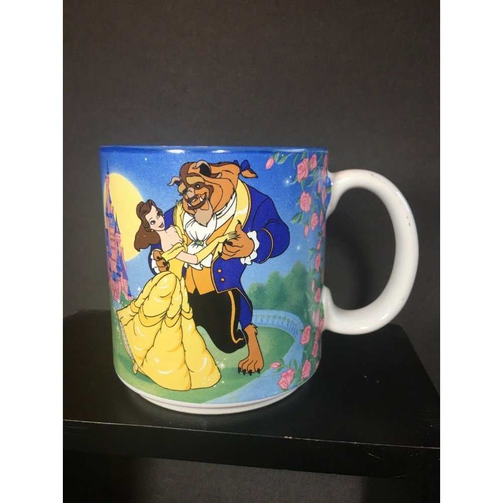 Disney Beauty And The Beast Mug Made In Japan Collector Coffee Cup Cogsworth Vtg - Picture 3 of 6